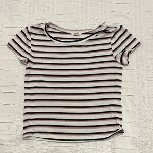 Garage Striped Short Sleeve Ribbed Tee - Navy, Red, White